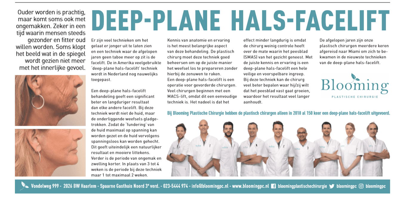 De nieuwste technieken: deep-plane hals-facelift